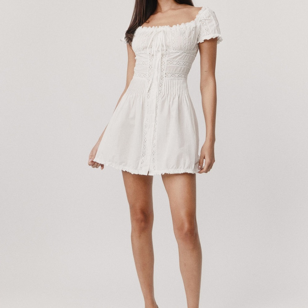 With Jean White Off-Shoulder Lace Mini Dress XS - Picture 5 of 11